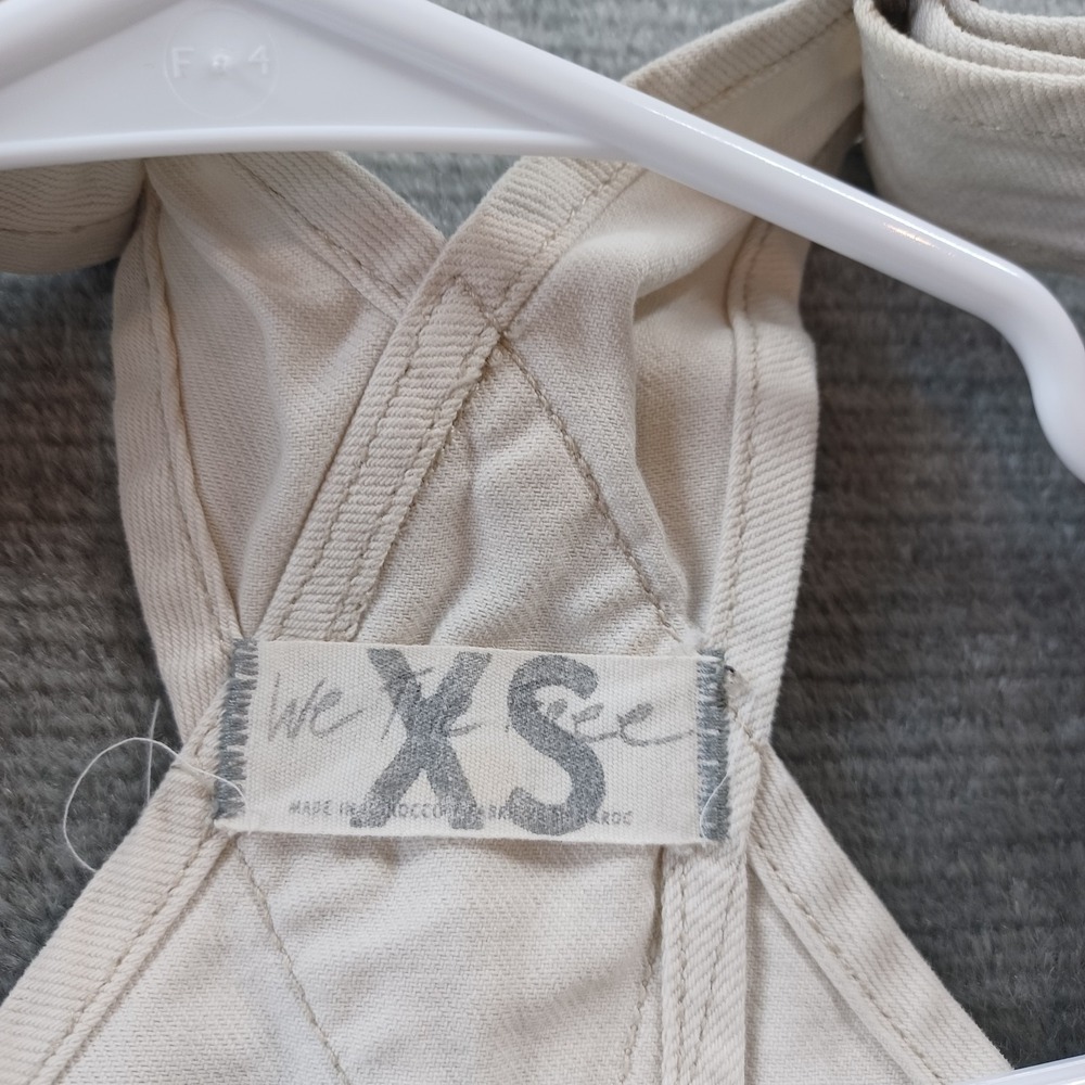 We the free Winter White Cream Ivory Denim Overalls Womens XS 28" Inseam - Picture 3 of 10